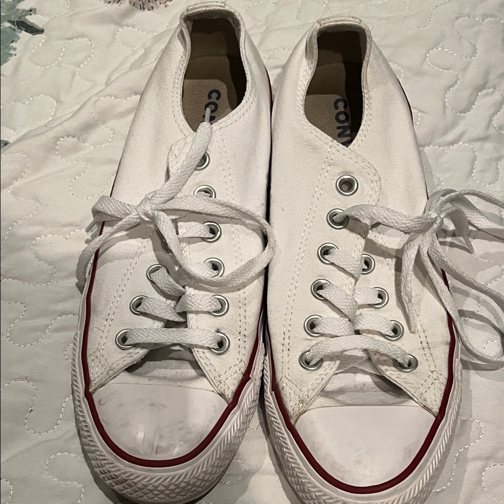 Converse White Sneakers with Red Trim
